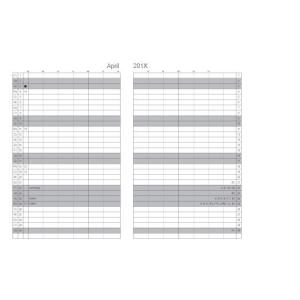 【X47】A7 Monthly Calendar マンスリーカレンダー クラシック 2022-2024【16x22C】｜desco