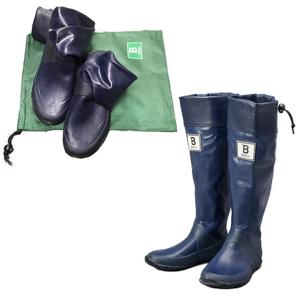 日本野鳥の会 バードウォッチング長靴 限定色 ネイビー レインブーツ メンズ レディース 軽くてコンパクトに折りたたみ可能 アウトドア フェス