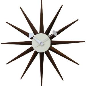 George Nelson(ジョージ・ネルソン)　掛け時計　Sunburst Clock Walnut（サンバースト・クロック ウォルナット）　GN396WB