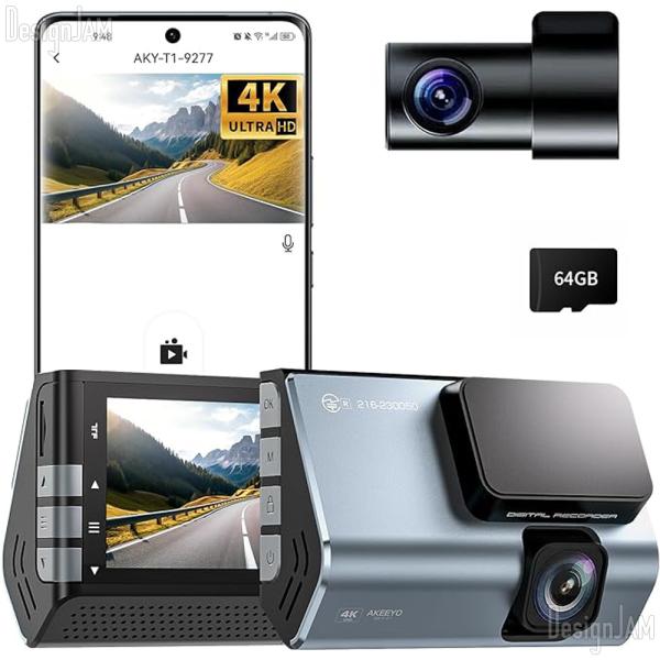 AKEEYO ドライブレコーダー前後カメラ【4K UHD・5G Wi-Fi・GPS搭載】