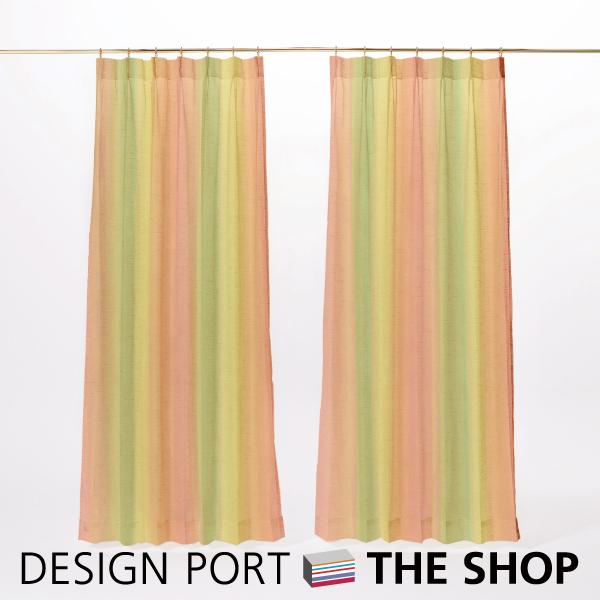 Rough（ラフ）レースカーテン（ランクS）ダイスキスイカ（オレンジ）約1.5倍ヒダ 幅67〜400...