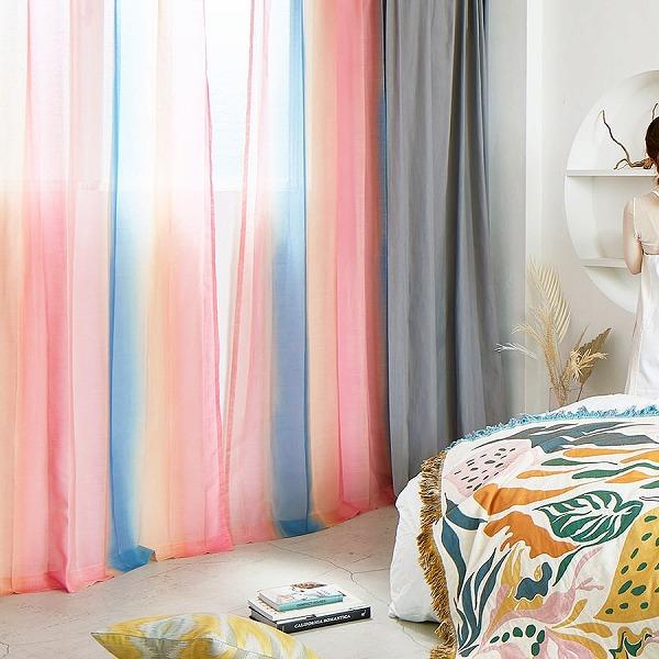 【受注生産品】 レースカーテン rough（ラフ）（ランクS） ウチュウノメロディ（ピンク）約1.5...