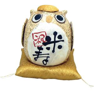 縁起物 ちぎり和紙 長寿の祝いふくろうF 卒寿 龍虎堂 フクロウの置物