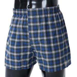Hanes チャンピオン 1P WOVEN TRUNKS ネイビー M HM8ET201 370 | メンズ トランクス パンツ 男性用 下着 インナー 抗菌防臭 ゆったり 肌触り チェック柄の商品画像