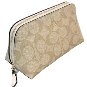 COACH コーチアウトレット シグネチャー PVC コスメティックケース 53385 IMDQC ライトカーキ×チョーク 化粧ポーチ｜deva-online