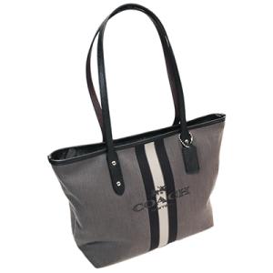 COACH コーチ アウトレット ストライプ トートバッグ 69645 SBKBK ブラック×グレー...