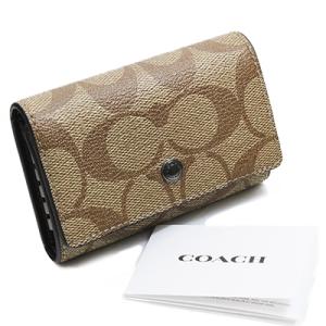 COACH コーチアウトレット 78675 QBTN2 カーキ×ブラック シグネチャー キーケース 5連フック 離着可能キーリング付き｜deva-online