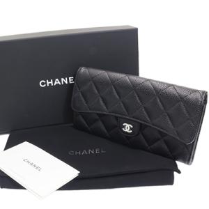 美品　キャビアスキンCHANEL長財布 CHANEL シャネル ホック付き長財布 キャビアスキン マトラッセ