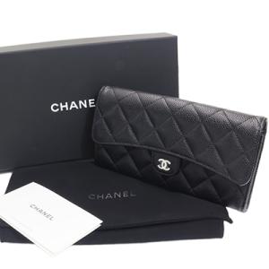 CHANEL シャネル クラシック ロング フラップ ウォレット AP0241 キャビアスキン ブラ...