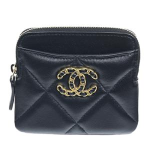 CHANEL シャネル AP2086 ジップ・コインパース ブラック ゴールド色金具 ラムスキン マ...