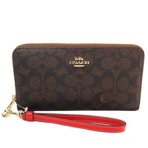 COACH ロング ジップ アラウンド ウォレット・シグネチャー キャンバス CW778 IMXD0（ウォルナット/ボールド レッド）の商品画像