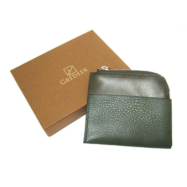 色焼け有 GREDEER 栃木レザー コンパクト財布 GCKC201M-Z グリーン ロロマシュリン...