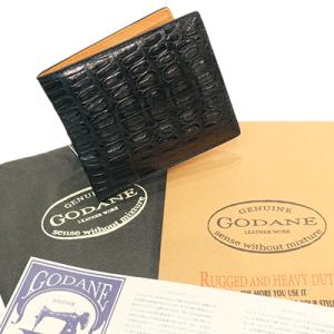 GODANE ゴダン spcw8009CP BK ブラック 二つ折り財布 小銭れあり カイマンクロコ...