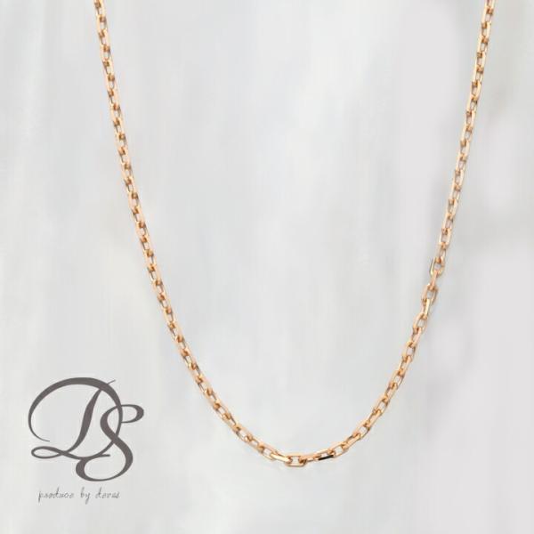 18金ネックレス k18 ピンクゴールド ネックレスチェーン あずきチェーン カットあずき 0.9m...