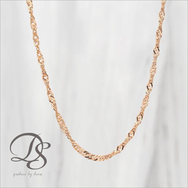 18金ネックレス k18 ピンクゴールド ネックレスチェーン スクリューチェーン 1.6mm幅 レデ...