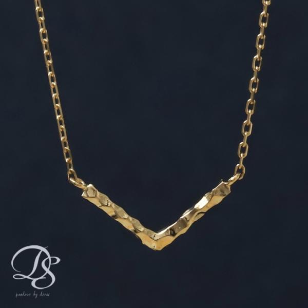 18金ネックレス k18 ネックレス 18金 レディース Vバー 凹凸 V字ネックレス 地金 18k...
