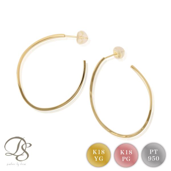 フープピアス 18k ピアス 18金 フープ k18 18金ピアス ひねり シンプル k18ピアス ...