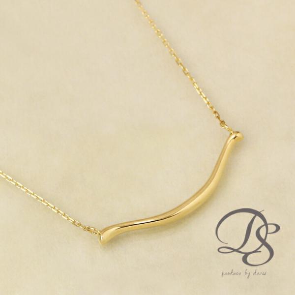 18金ネックレス k18 ネックレス 18金 レディース スマイル カーブ ニコちゃん U字 地金 ...