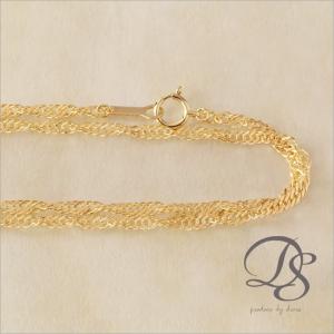 ブレスレット 18金 K18 18k 2連 スクリュー アズキ チェーン ブレス