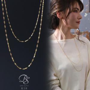 18金ネックレス ロングネックレス k18 80cm ネックレスチェーン クローバーチェーン レディース ロング ネックレス チェーン 18k ゴールド シンプル｜devas