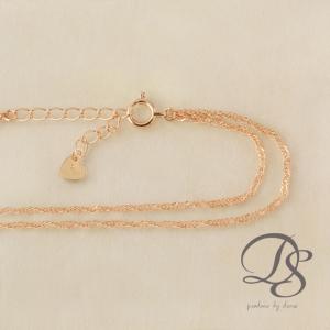 K18フラワーチェーンブレスレット　680K2508 cococaru ブレスレット 2連 フラワーチェーン小豆チェーン k18