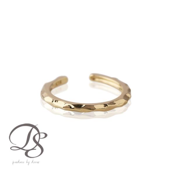 イヤーカフ 18金 イヤカフ k18 18k レディース ノンホール ピアス 凸凹 槌目 18 金 ...