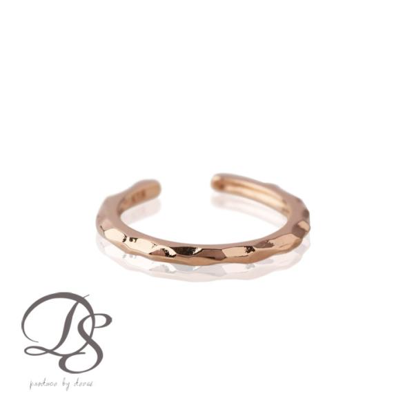 イヤーカフ 18金 イヤカフ k18 18k レディース ピンクゴールド ノンホール ピアス 凸凹 ...