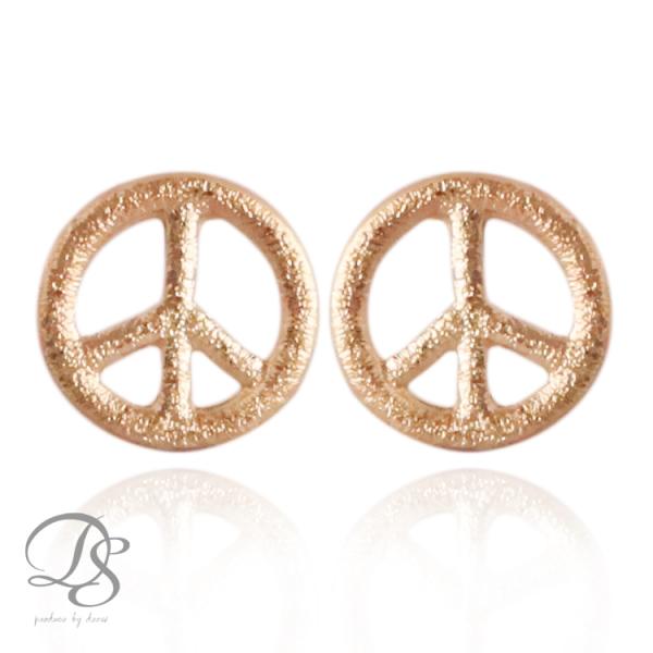 18金 ピアス k18 ピンクゴールド 18金ピアス 18k ピースマーク スタッズ シンプル k1...