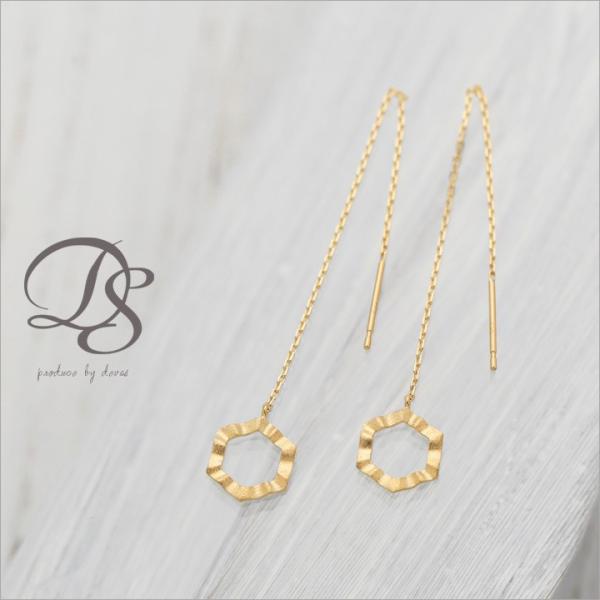 【土日限定1500円OFFクーポン有】 18金 ピアス k18 揺れる アメリカンピアス 18k 六...