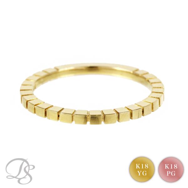 【土日限定4000円OFFクーポン有】  18金 リング k18 k18リング ブロック スクエア ...