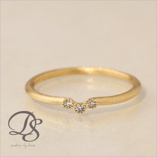 【土日限定2000円OFFクーポン有】 18金 リング k18 ピンキーリング k18リング 3石 ...