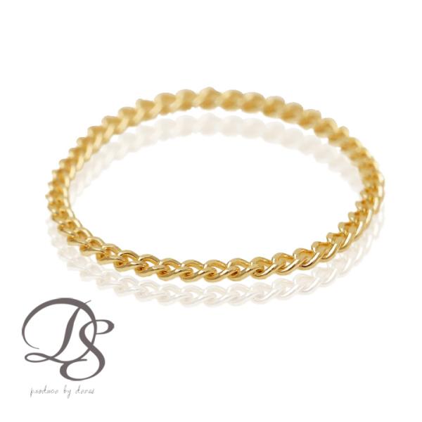 18金 リング k18 ピンキーリング k18リング チェーンリング 細喜平チェーン 18k 指輪 ...