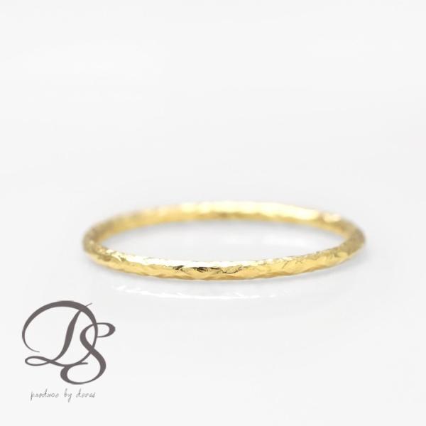 【2/4 値上げ対象】 18金 リング k18 ピンキーリング k18リング アンイーブン 槌目 1...