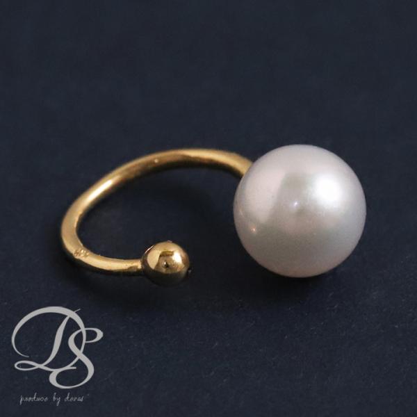 イヤーカフ 18金 イヤカフ k18 18k レディース ノンホール ピアス あこやパール 本真珠 ...