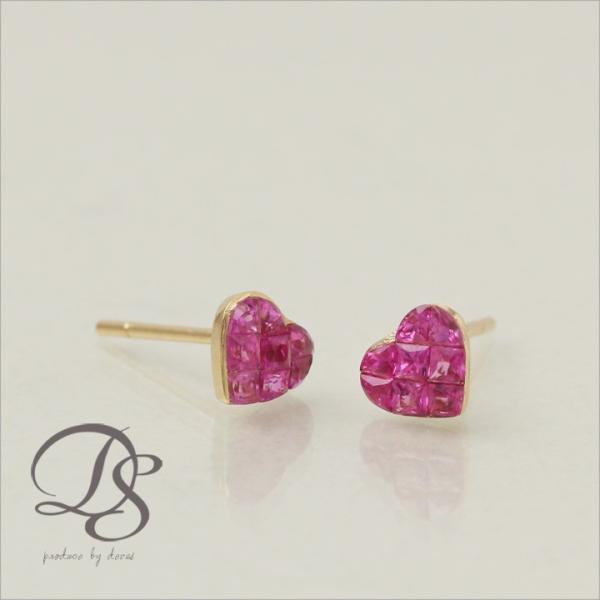 【土日限定3500円OFFクーポン有】 18金 ピアス k18 18金ピアス 18k ハート ルビー...
