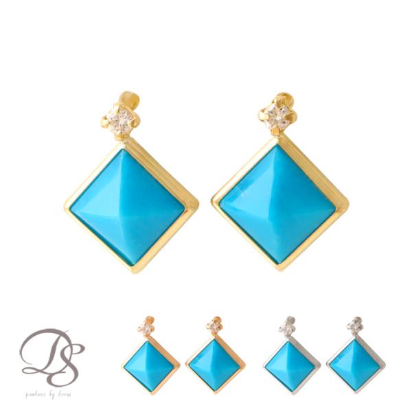 【土日限定1500円OFFクーポン有】 18金 ピアス k18 18金ピアス 18k ターコイズ ダ...