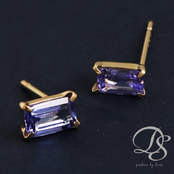 18金 ピアス k18 18金ピアス 18k タンザナイト スクエア 天然石 k18ピアス ピアス1...