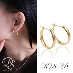 フープピアス 18k ピアス 18金 フープ k18 18金ピアス プラチナ PT シンプル k18ピアス レディース ピアス18金 地金 ゴールド 大きい 大きめ 両耳 セット｜devas