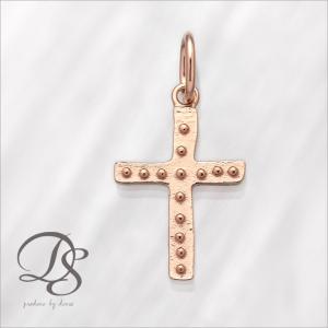 ピンクゴールド ペンダントトップ クロス ミル打ちアンティーク-欧米のお守りクロス- 18k k18 18金 PG ジュエリー クリスマス プレゼント