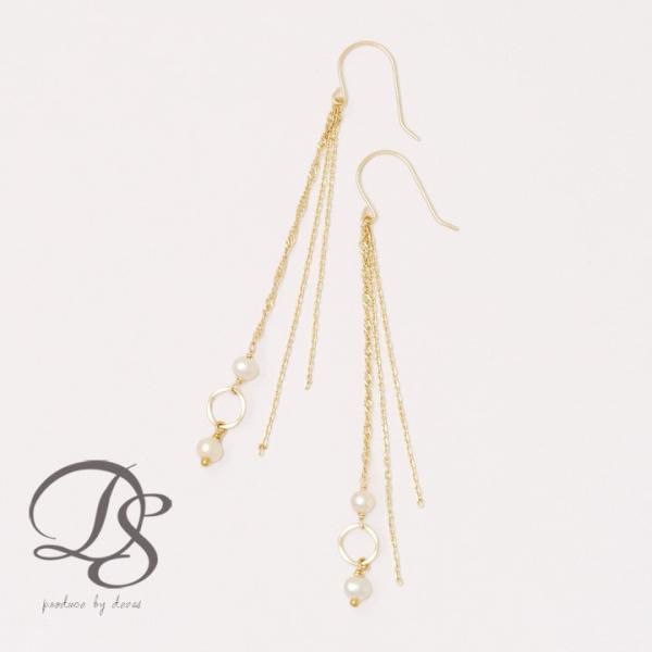 18金 ピアス k18 18金ピアス 18k  フックピアス 天然石 淡水パール シンプル k18ピ...