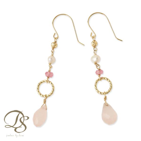 【土日限定1500円OFFクーポン有】 18金 ピアス k18 18金ピアス 18k 天然石 ピンク...