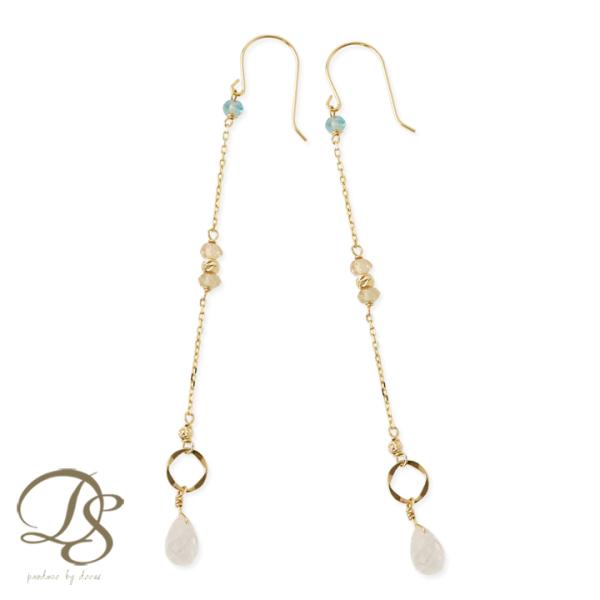 18金 ピアス k18 18金ピアス 18k フックピアス 天然石 アパタイト シャンパンクオーツ ...