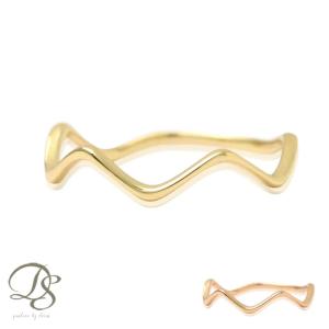 18金 リング k18 ピンキーリング k18リング ウェーブ 18k 指輪 レディース 18金指輪 18金リング 18kリング シンプル ピンキー 金 ゴールド 本物 地金 華奢 細い