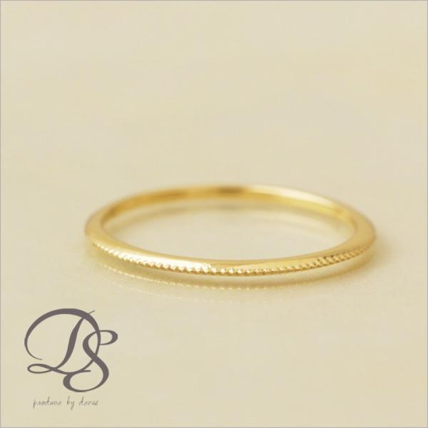 【土日限定2500円OFFクーポン有】 18金 リング k18 ピンキーリング k18リング ミル打...