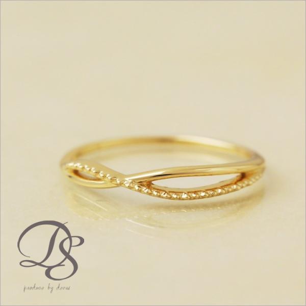 【土日限定2000円OFFクーポン有】 18金 リング k18 ピンキーリング k18リング クロス...