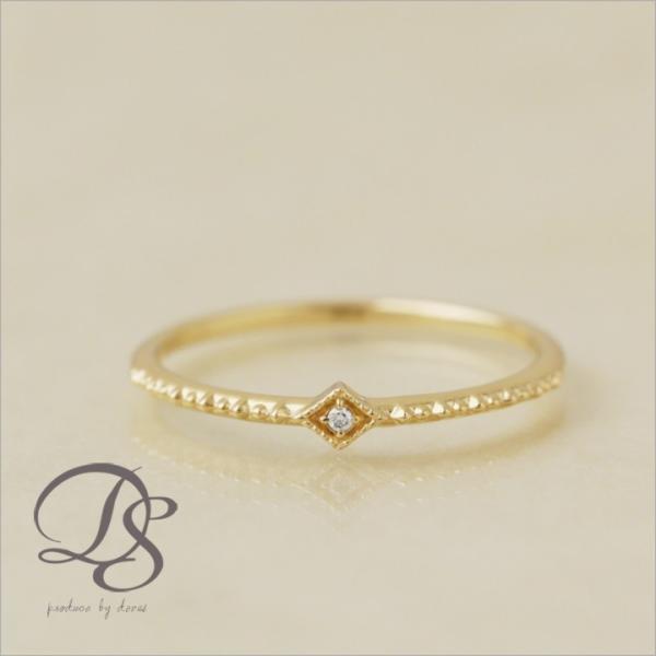 【土日限定2000円OFFクーポン有】 18金 リング k18 ピンキーリング k18リング ダイヤ...