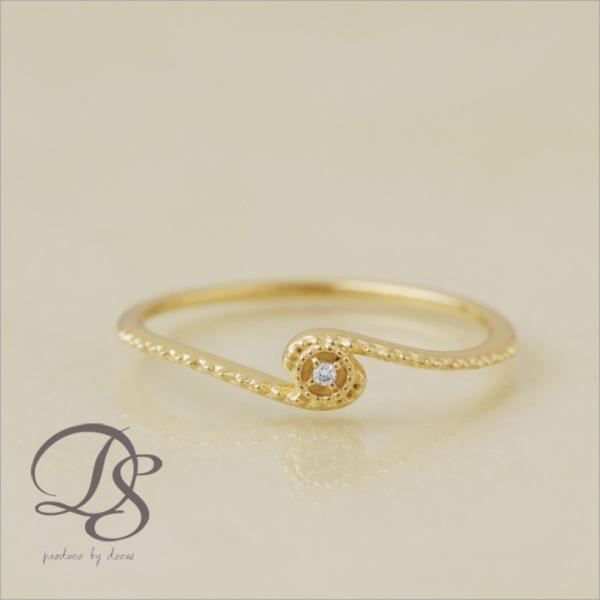 【土日限定2000円OFFクーポン有】 18金 リング k18 ピンキーリング k18リング ダイヤ...