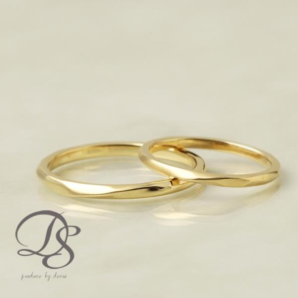 【土日限定8000円OFFクーポン有】 18金 リング k18 ペアリング k18リング ひねり 光...