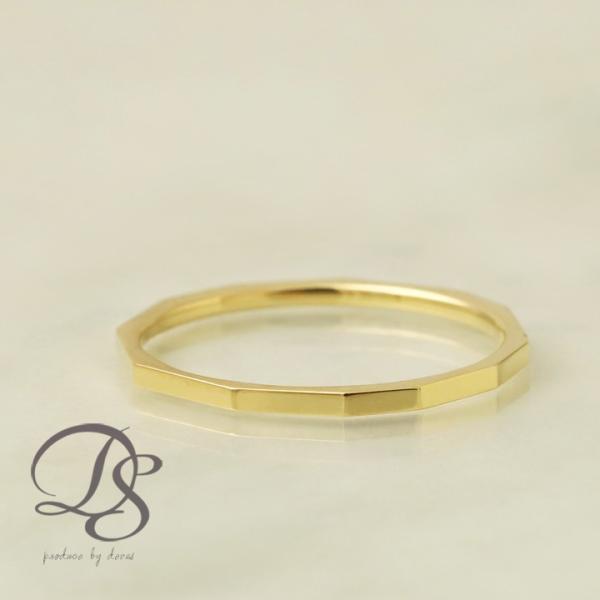 18金 リング k18 ピンキーリング k18リング 長方形 角状 18k 指輪 レディース 18金...