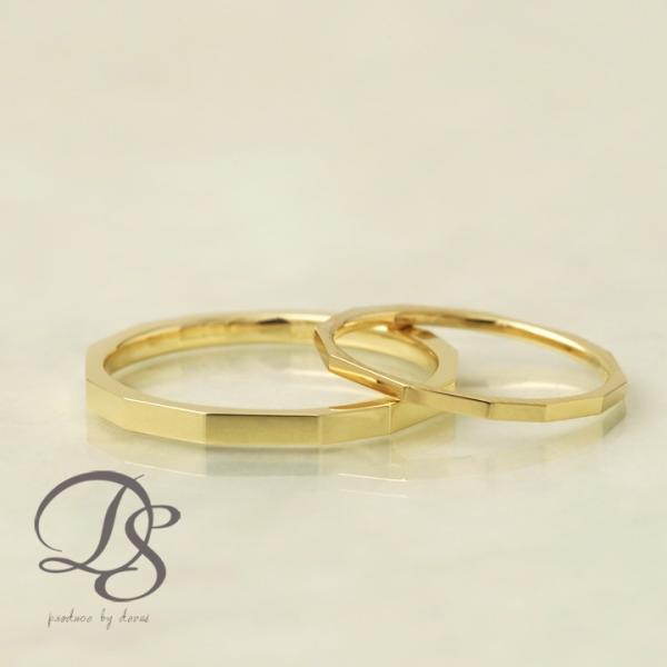 【土日限定8000円OFFクーポン有】 18金 リング k18 ペアリング k18リング 長方形 角...